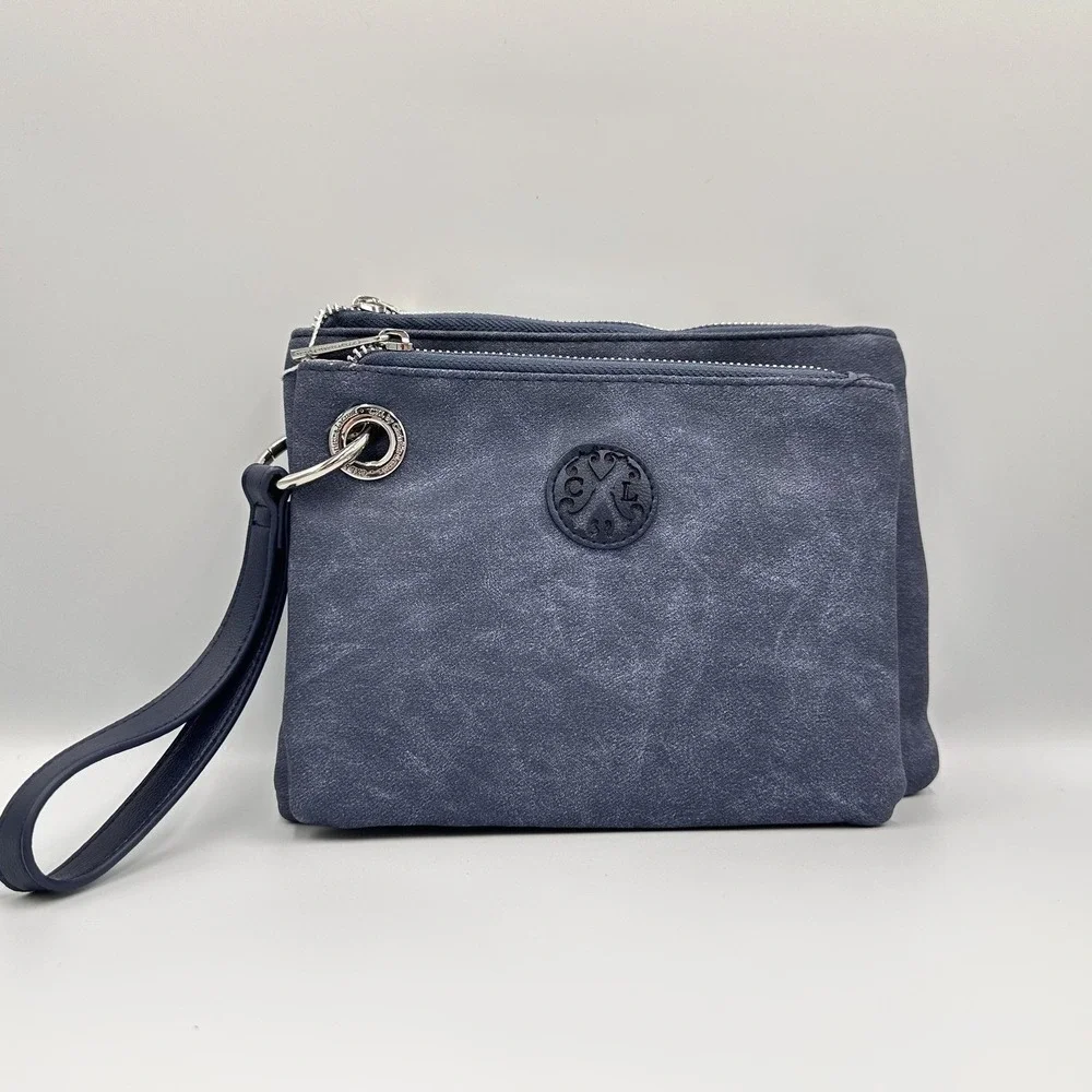 CXL By Christian Lacroix Wristlet‎ Bag Womens Indigo Denim Double Slim Pouch